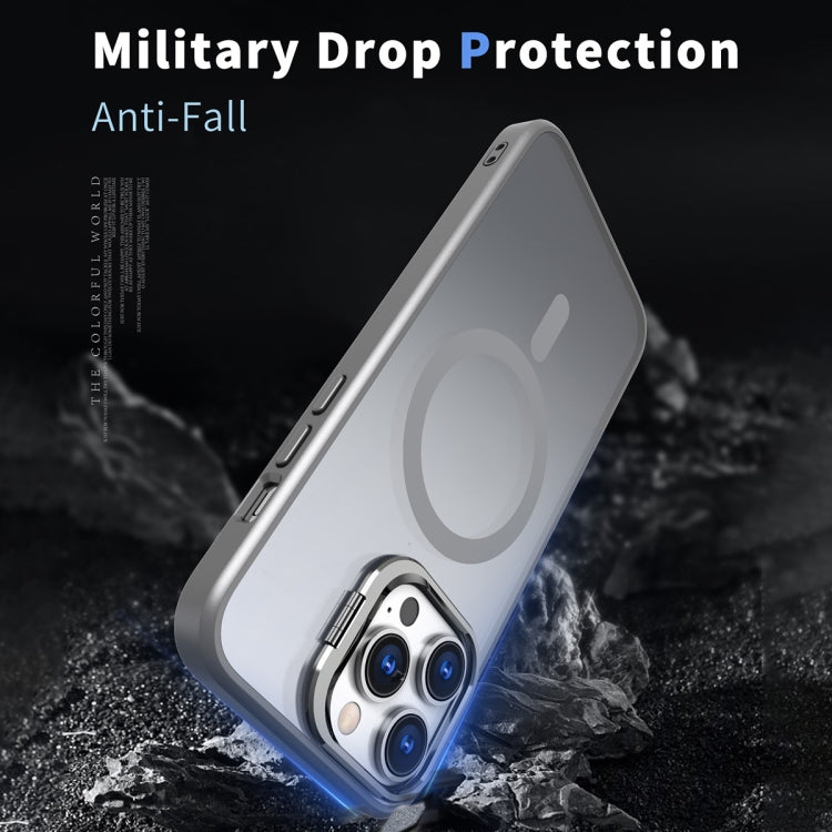 For iPhone 15 Pro Metal Invisible Camera Holder MagSafe Magnetic Phone Case(Grey) - HoMEdemic™ 