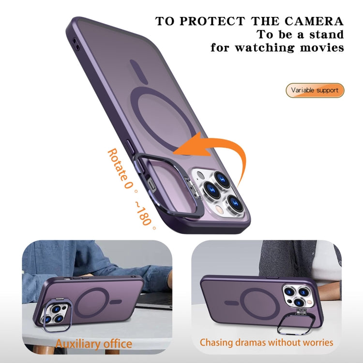 For iPhone 15 Pro Metal Invisible Camera Holder MagSafe Magnetic Phone Case(Purple) - HoMEdemic™ 