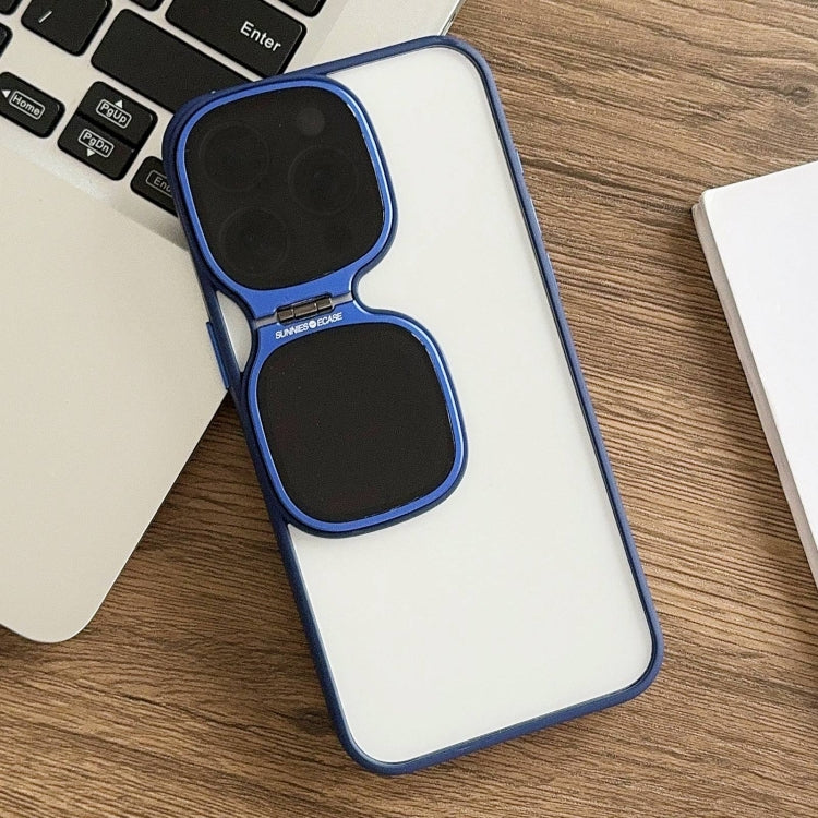 For iPhone 15 Pro Metal Sunglasses Holder TPU + PC Phone Case(Blue) - HoMEdemic™ 