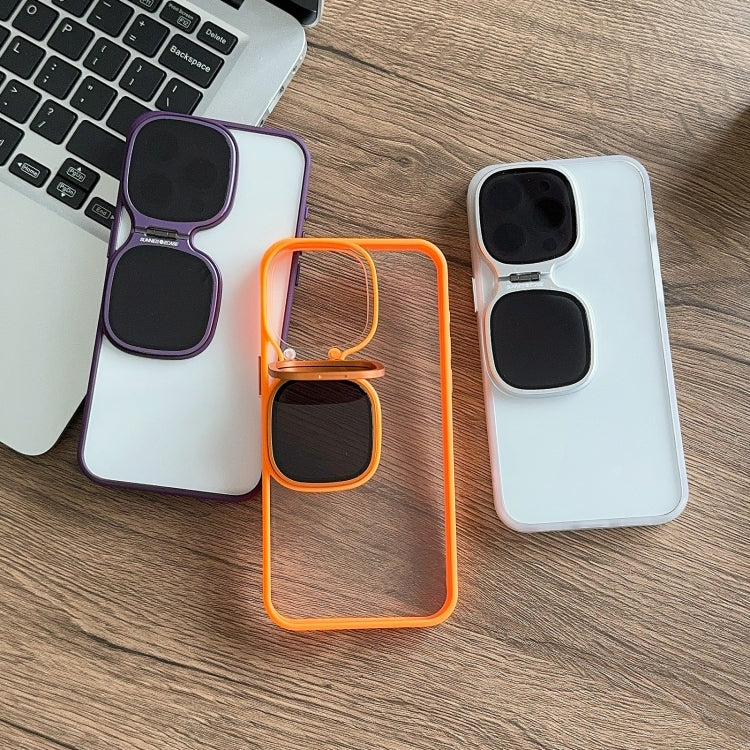 For iPhone 15 Pro Metal Sunglasses Holder TPU + PC Phone Case(Orange) - HoMEdemic™ 
