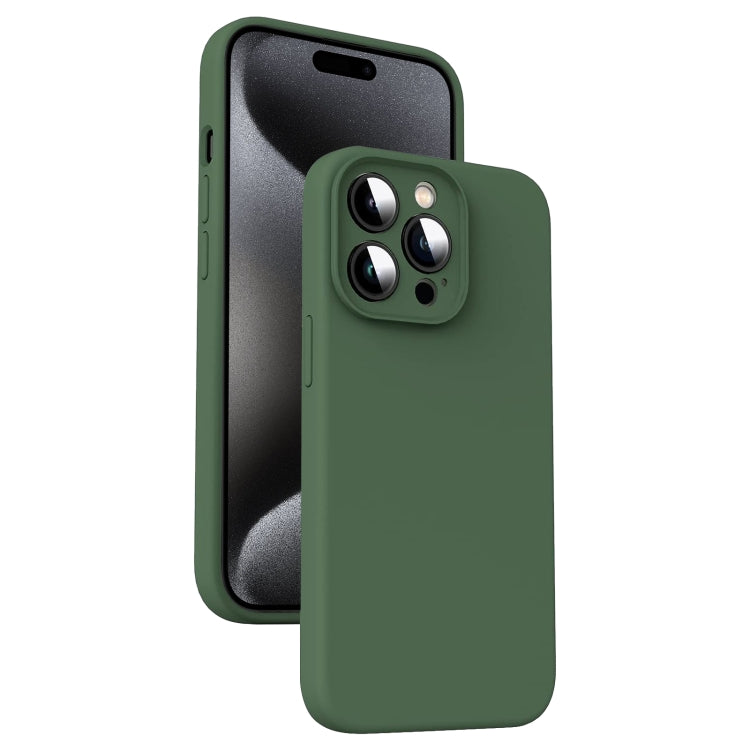 For iPhone 15 Pro Microfiber Liquid Silicone Shockproof Phone Case(Dark Green) - HoMEdemic™ 
