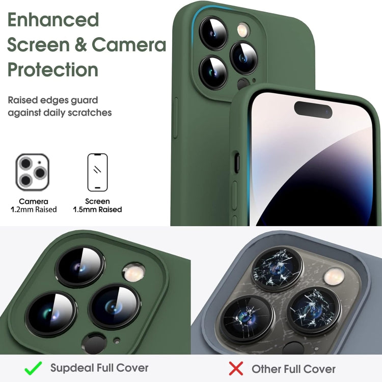 For iPhone 15 Pro Microfiber Liquid Silicone Shockproof Phone Case(Dark Green) - HoMEdemic™ 