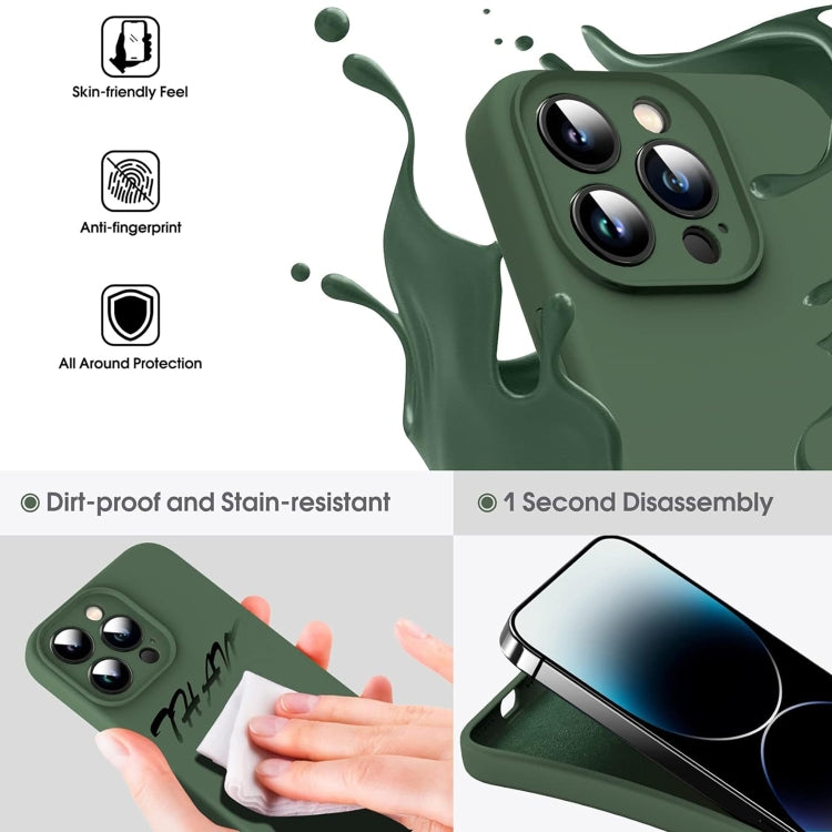 For iPhone 15 Pro Microfiber Liquid Silicone Shockproof Phone Case(Dark Green) - HoMEdemic™ 
