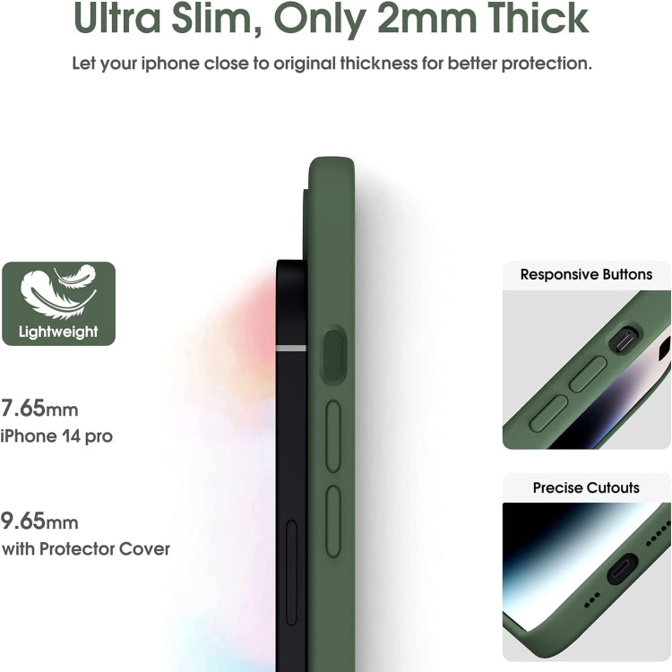 For iPhone 15 Pro Microfiber Liquid Silicone Shockproof Phone Case(Dark Green) - HoMEdemic™ 