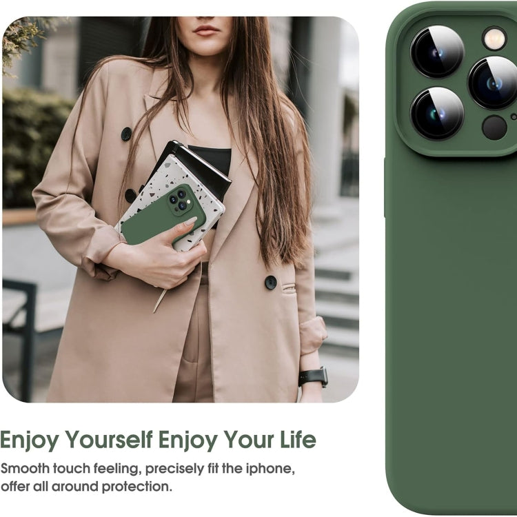 For iPhone 15 Pro Microfiber Liquid Silicone Shockproof Phone Case(Dark Green) - HoMEdemic™ 