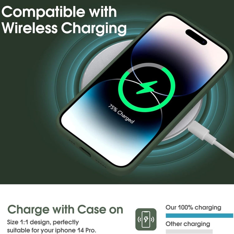 For iPhone 15 Pro Microfiber Liquid Silicone Shockproof Phone Case(Dark Green) - HoMEdemic™ 