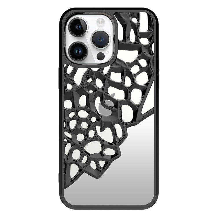 For iPhone 15 Pro Mirror Style Hollow Heat Dissipation Electroplated  TPU Phone Case(Black) - HoMEdemic™ 