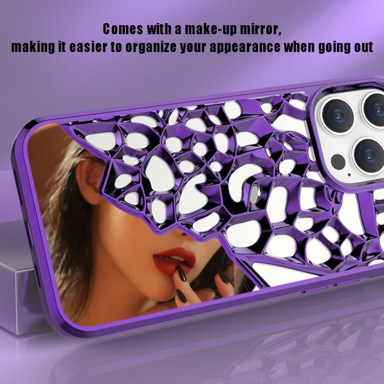 For iPhone 15 Pro Mirror Style Hollow Heat Dissipation Electroplated  TPU Phone Case(Black) - HoMEdemic™ 