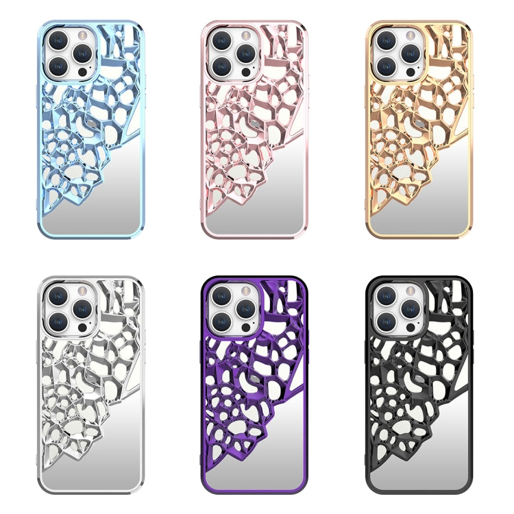 For iPhone 15 Pro Mirror Style Hollow Heat Dissipation Electroplated  TPU Phone Case(Black) - HoMEdemic™ 