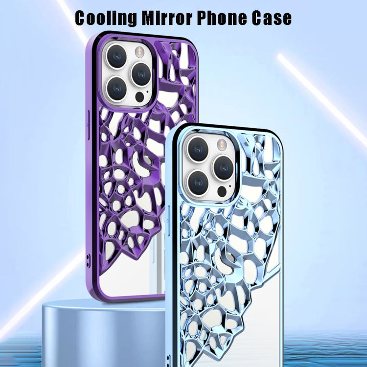 For iPhone 15 Pro Mirror Style Hollow Heat Dissipation Electroplated  TPU Phone Case(Blue) - HoMEdemic™ 