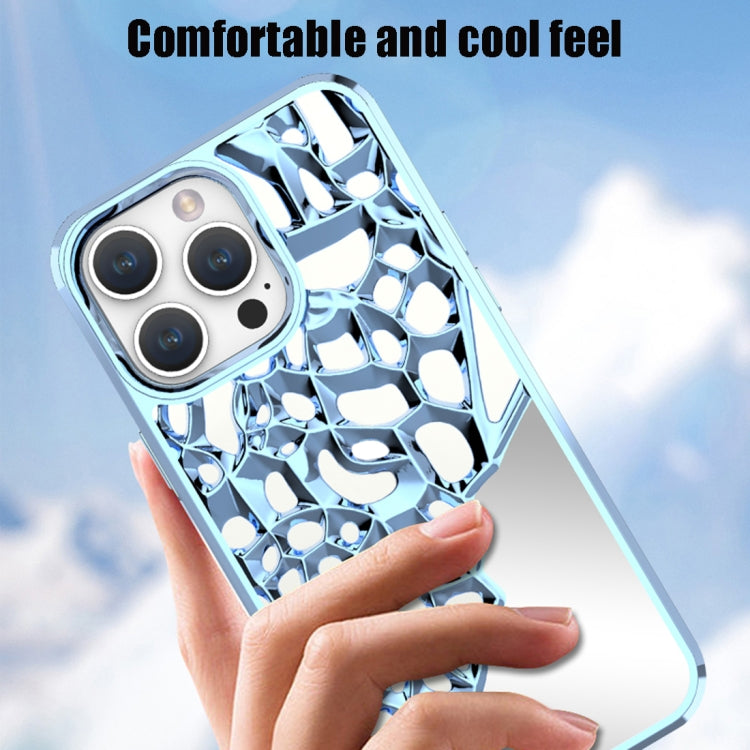 For iPhone 15 Pro Mirror Style Hollow Heat Dissipation Electroplated  TPU Phone Case(Pink) - HoMEdemic™ 