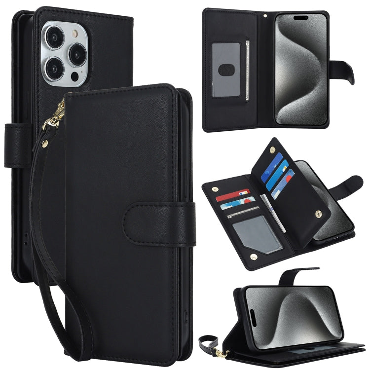 For iPhone 15 Pro Multi-Card Wallet RFID Leather Phone Case(Black) - HoMEdemic™ 