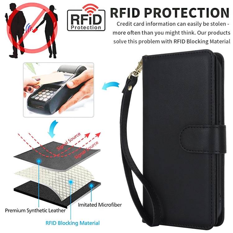 For iPhone 15 Pro Multi-Card Wallet RFID Leather Phone Case(Black) - HoMEdemic™ 
