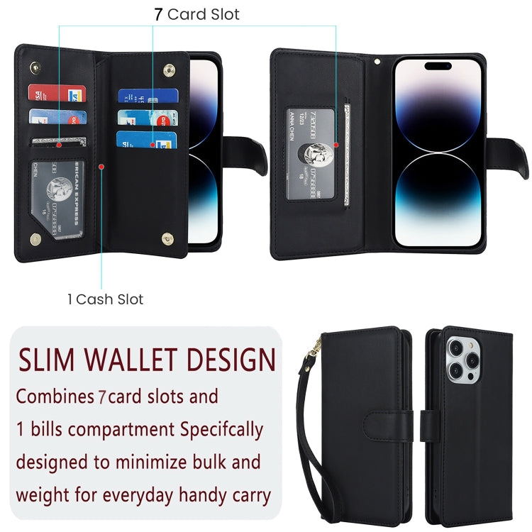 For iPhone 15 Pro Multi-Card Wallet RFID Leather Phone Case(Black) - HoMEdemic™ 