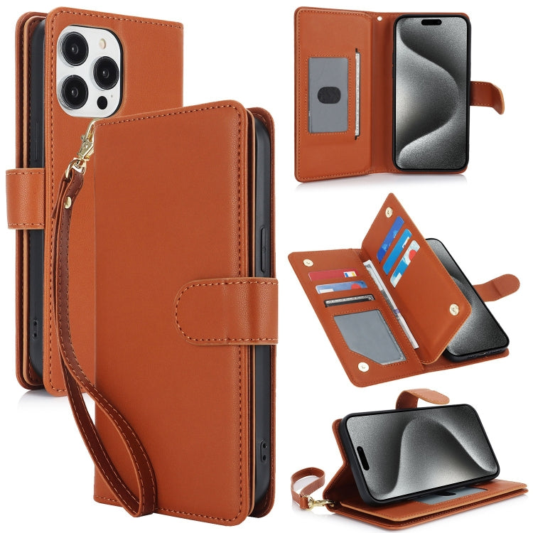 For iPhone 15 Pro Multi-Card Wallet RFID Leather Phone Case(Brown) - HoMEdemic™ 