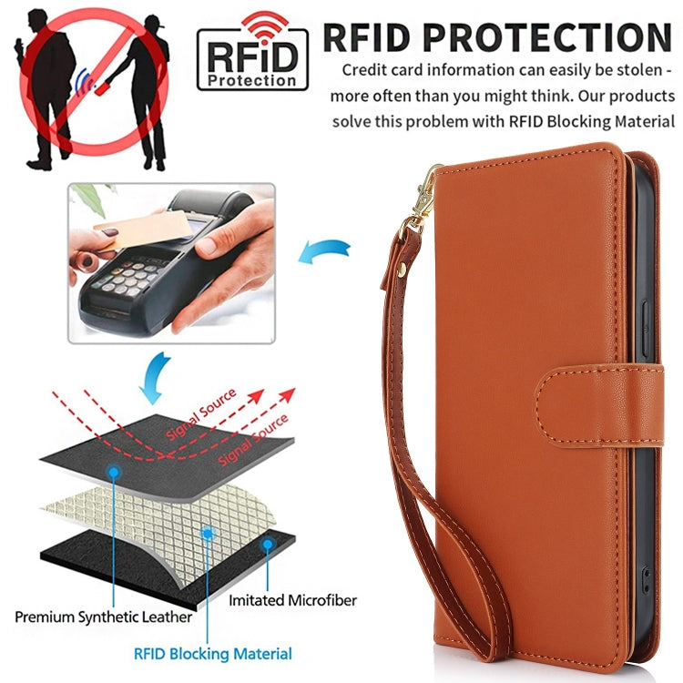For iPhone 15 Pro Multi-Card Wallet RFID Leather Phone Case(Brown) - HoMEdemic™ 
