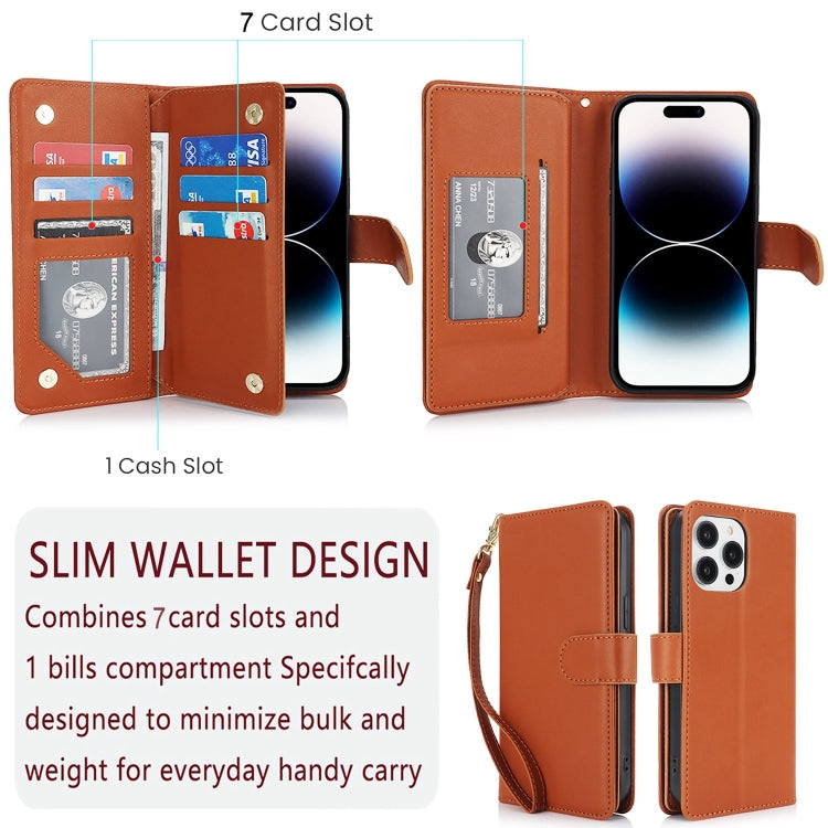For iPhone 15 Pro Multi-Card Wallet RFID Leather Phone Case(Brown) - HoMEdemic™ 