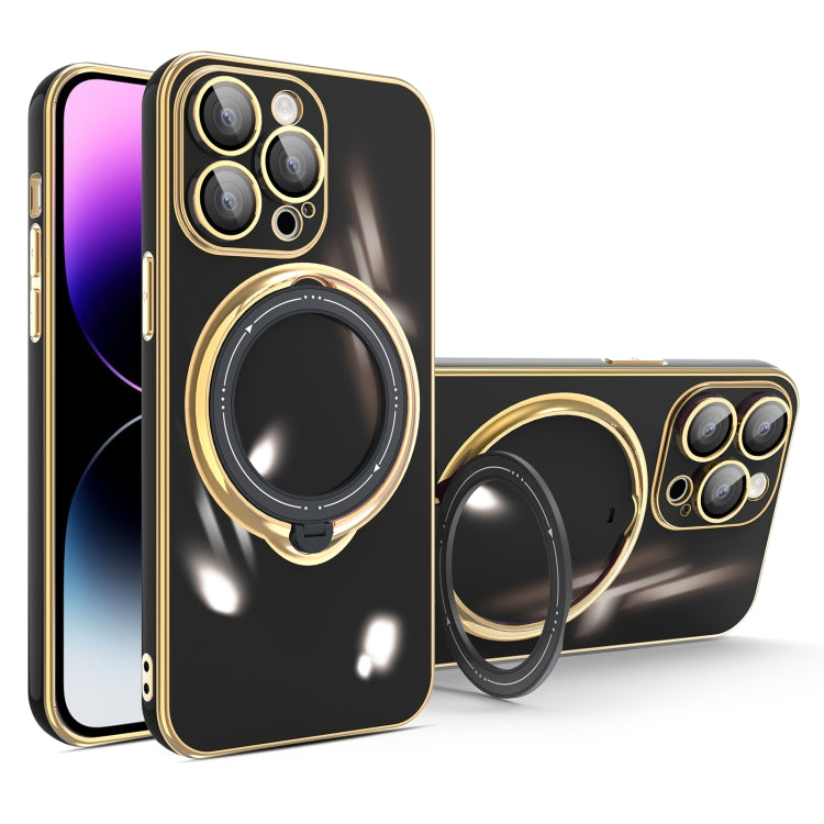 For iPhone 15 Pro Multifunction Electroplating MagSafe Holder Phone Case(Black) - HoMEdemic™ 