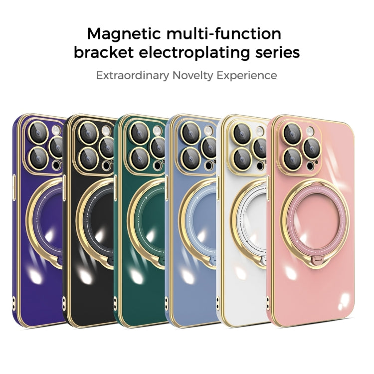 For iPhone 15 Pro Multifunction Electroplating MagSafe Holder Phone Case(Blue) - HoMEdemic™ 