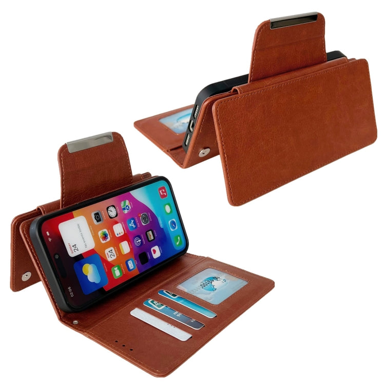 For iPhone 15 Pro Multifunctional 7-Cards Wallet Leather Phone Case(Brown) - HoMEdemic™ 