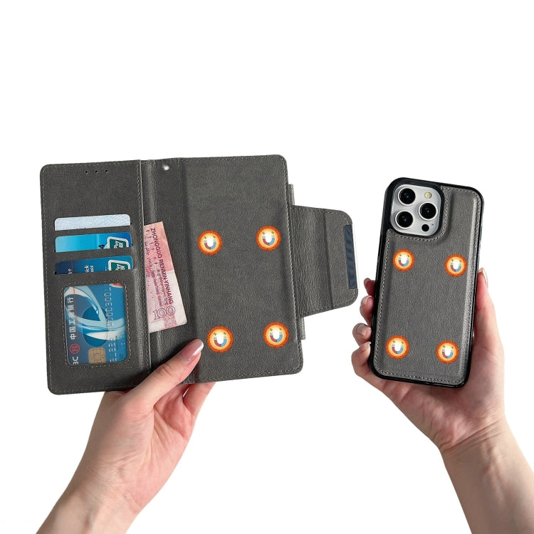 For iPhone 15 Pro Multifunctional 7-Cards Wallet Leather Phone Case(Grey) - HoMEdemic™ 