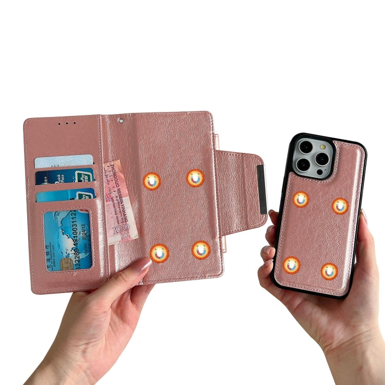 For iPhone 15 Pro Multifunctional 7-Cards Wallet Leather Phone Case(Rose Gold) - HoMEdemic™ 