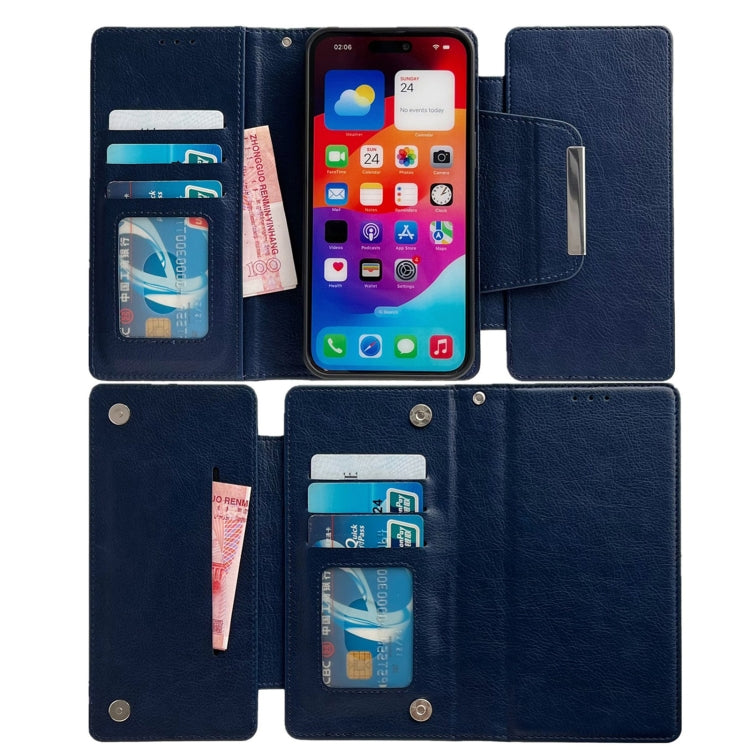 For iPhone 15 Pro Multifunctional 7-Cards Wallet Leather Phone Case(Royal Blue) - HoMEdemic™ 