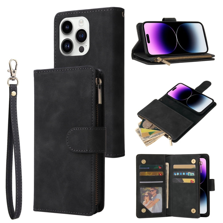 For iPhone 15 Pro Multifunctional Multi-Card Wallet Phone Leather Case(Black) - HoMEdemic™ 