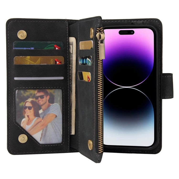 For iPhone 15 Pro Multifunctional Multi-Card Wallet Phone Leather Case(Black) - HoMEdemic™ 