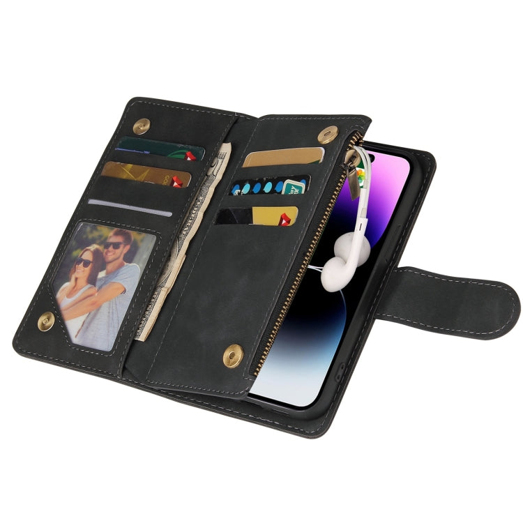 For iPhone 15 Pro Multifunctional Multi-Card Wallet Phone Leather Case(Black) - HoMEdemic™ 