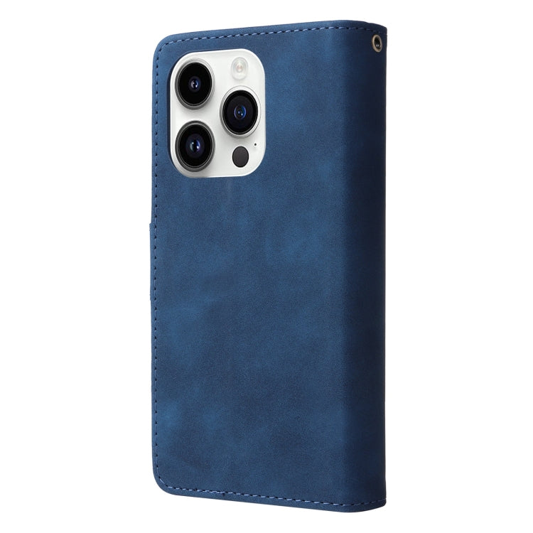 For iPhone 15 Pro Multifunctional Multi-Card Wallet Phone Leather Case(Blue) - HoMEdemic™ 