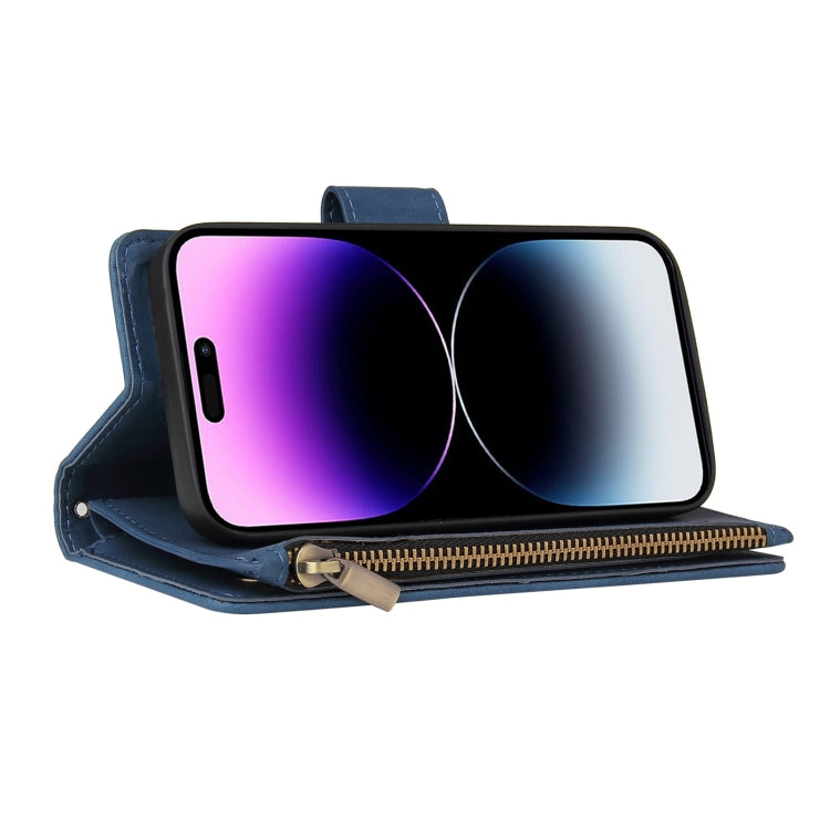 For iPhone 15 Pro Multifunctional Multi-Card Wallet Phone Leather Case(Blue) - HoMEdemic™ 