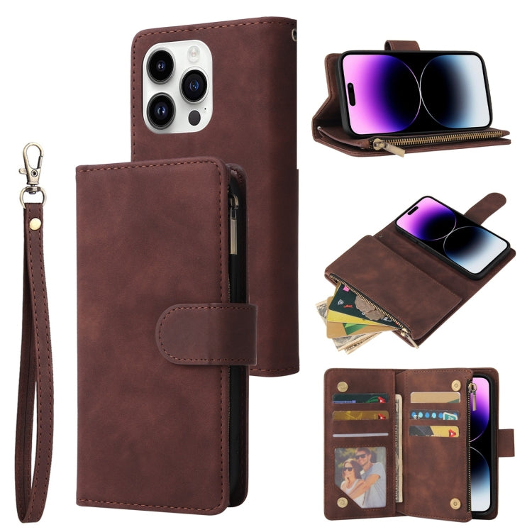 For iPhone 15 Pro Multifunctional Multi-Card Wallet Phone Leather Case(Coffee) - HoMEdemic™ 