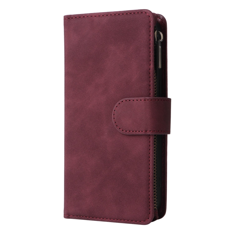 For iPhone 15 Pro Multifunctional Multi-Card Wallet Phone Leather Case(Wine Red) - HoMEdemic™ 