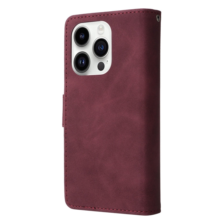 For iPhone 15 Pro Multifunctional Multi-Card Wallet Phone Leather Case(Wine Red) - HoMEdemic™ 