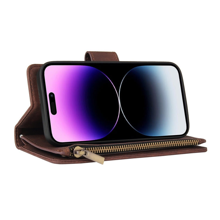 For iPhone 15 Pro Multifunctional Multi-Card Wallet Phone Leather Case(Wine Red) - HoMEdemic™ 