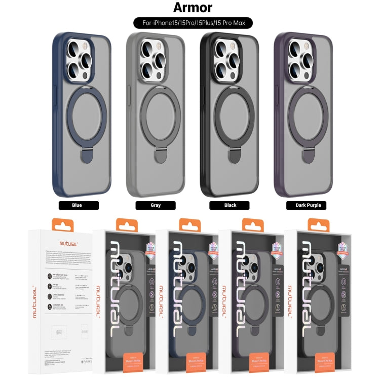 For iPhone 15 Pro Mutural MagSafe Magnetic Holder Phone Case(Grey) - HoMEdemic™ 