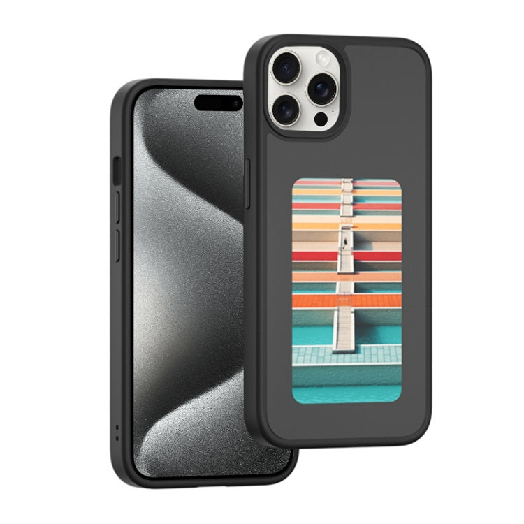 For iPhone 15 Pro NFC Four-Color E-ink Screen DIY Phone Case(Black) - HoMEdemic™ 