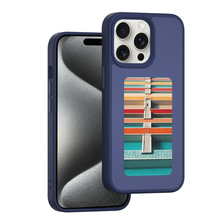 For iPhone 15 Pro NFC Four-Color E-ink Screen DIY Phone Case(Blue) - HoMEdemic™ 