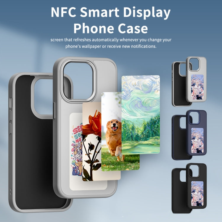 For iPhone 15 Pro NFC Four-Color E-ink Screen DIY Phone Case(Blue) - HoMEdemic™ 