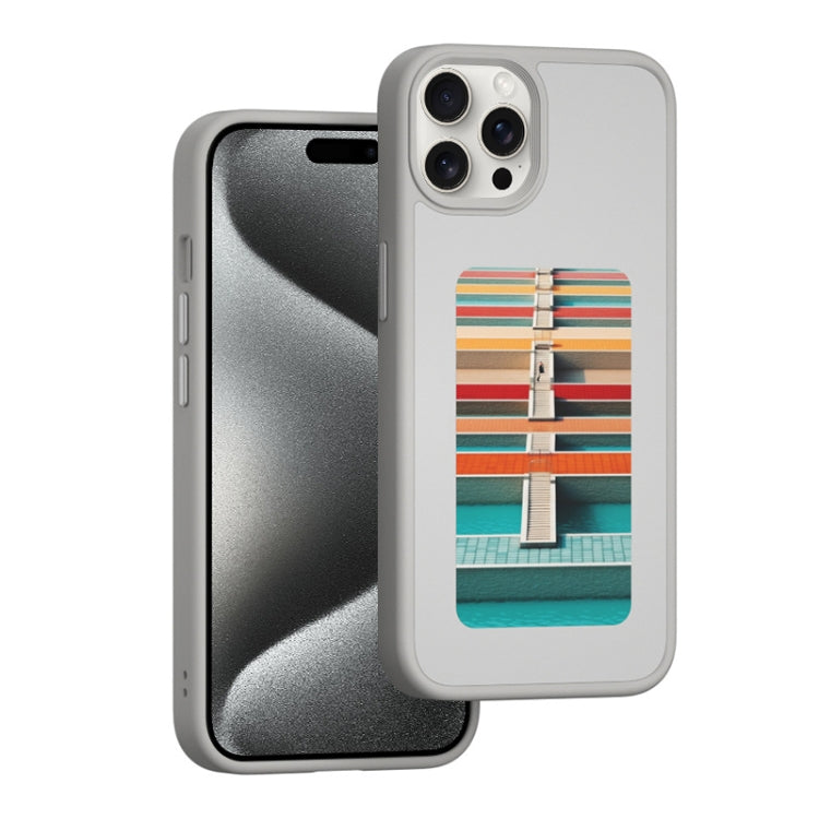 For iPhone 15 Pro NFC Four-Color E-ink Screen DIY Phone Case(Gray) - HoMEdemic™ 