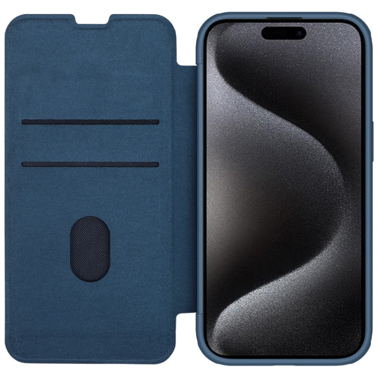 For iPhone 15 Pro NILLKIN QIN Series Pro Fabric Textured Leather Phone Case(Blue) - HoMEdemic™ 