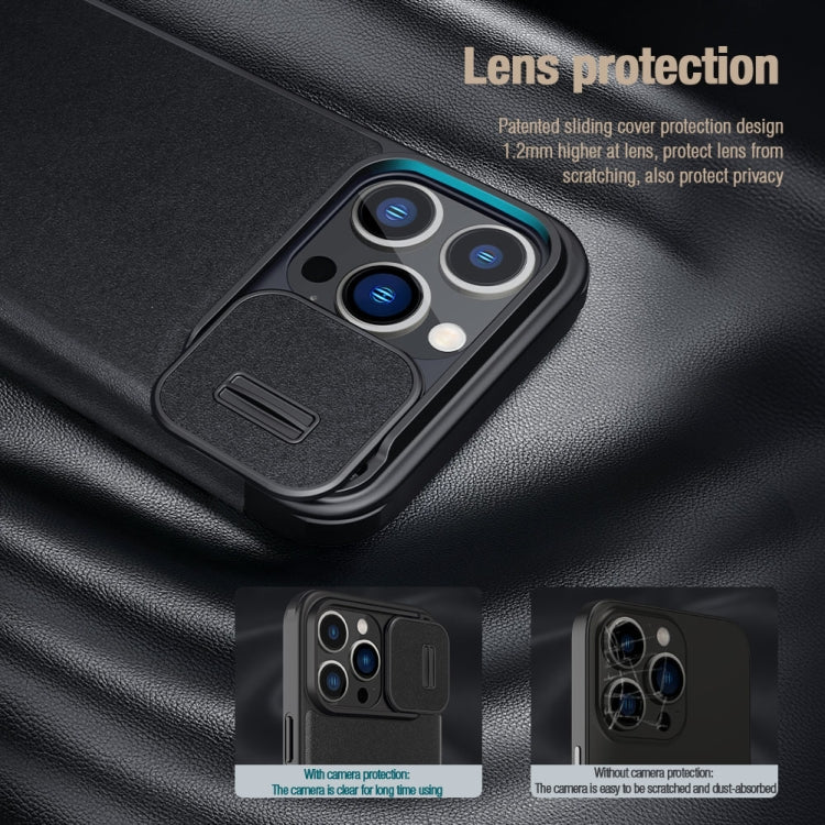For iPhone 15 Pro NILLKIN QIN Series Pro Fabric Textured Leather Phone Case(Blue) - HoMEdemic™ 
