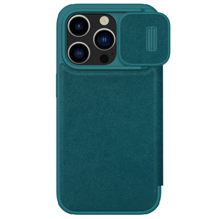 For iPhone 15 Pro NILLKIN QIN Series Pro Plain Leather Phone Case(Green) - HoMEdemic™ 
