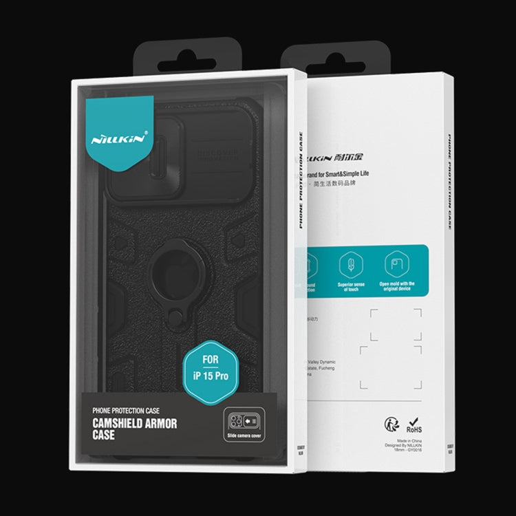 For iPhone 15 Pro NILLKIN Shockproof CamShield Armor Protective Case with Invisible Ring Holder(Black) - HoMEdemic™ 