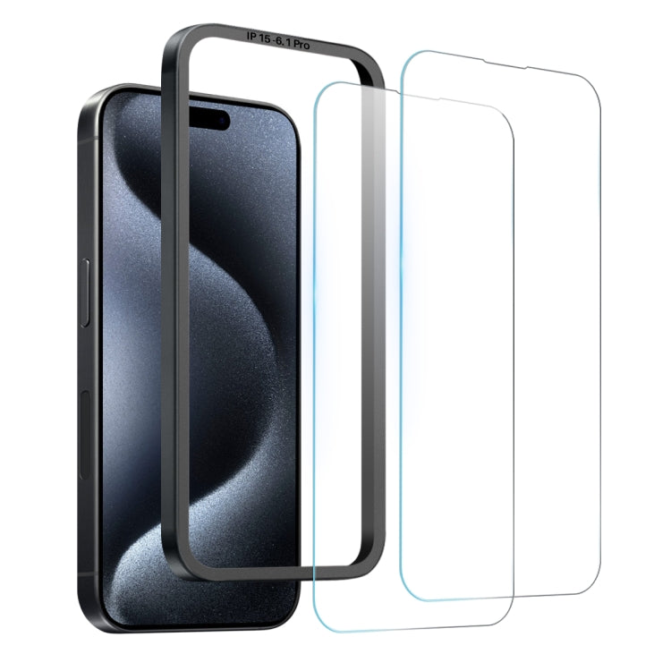For iPhone 15 Pro NORTHJO 2pcs A++ Screen Protector Tempered Glass Film with Installation Frame - HoMEdemic™ 
