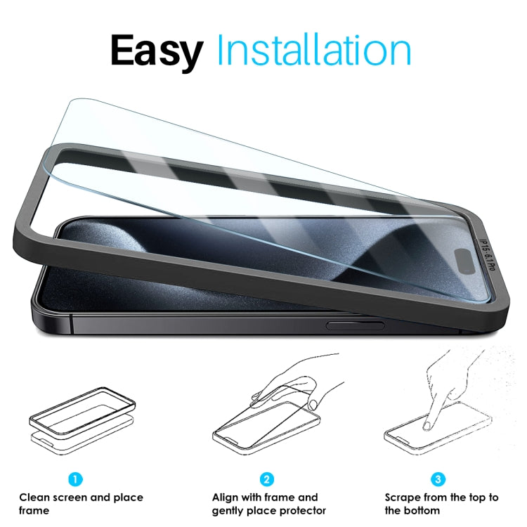 For iPhone 15 Pro NORTHJO 2pcs A++ Screen Protector Tempered Glass Film with Installation Frame - HoMEdemic™ 