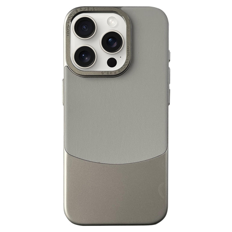 For iPhone 15 Pro Napa Texture PC + Leather Phone Case(Grey) - HoMEdemic™ 