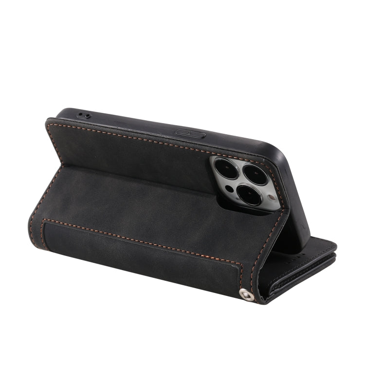 For iPhone 15 Pro Nine Card Zipper Bag Leather Phone Case with Lanyard(Black) - HoMEdemic™ 