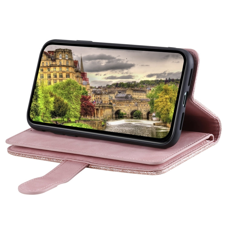 For iPhone 15 Pro Nine Card Zipper Bag Leather Phone Case with Lanyard(Pink) - HoMEdemic™ 